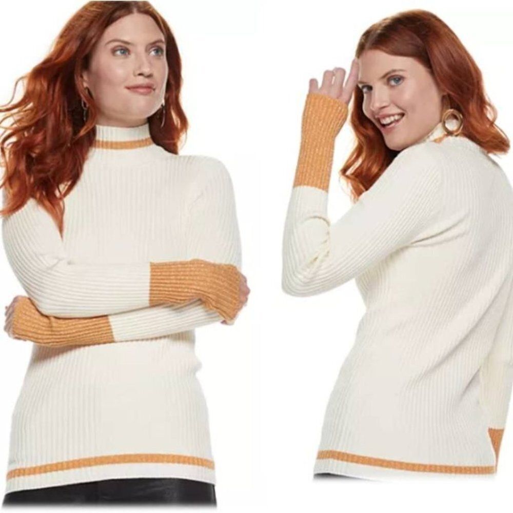 Nine West‎ Plus Size Women's Mockneck Sweater Winter Cream $90